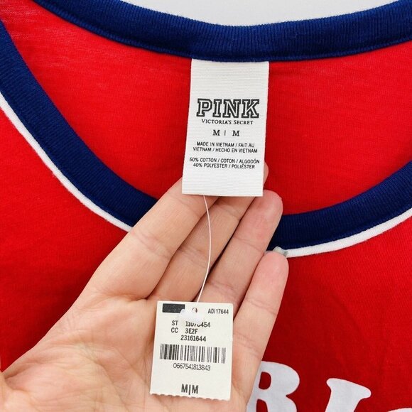 PINK Victorias Secret Womens Medium America is for Lovers Graphic Tank Top 246 - Picture 5 of 6